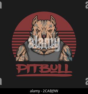 pitbull gangster  tattoo vector illustration for your company or brand Stock Vector