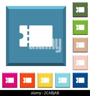 Blank discount coupon white icons on edged square buttons in various trendy colors Stock Vector