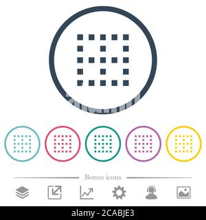 No borders flat color icons in round outlines. 6 bonus icons included. Stock Vector