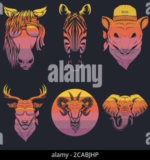 animal head retro vector illustration for your company or brand Stock Vector