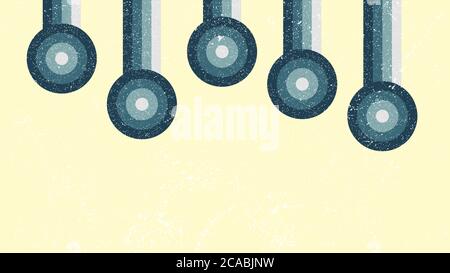 abstract blue circle vintage retro background vector template Stock Vector