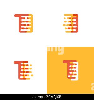 TI letters logo with accent speed soft orange and yellow Stock Vector