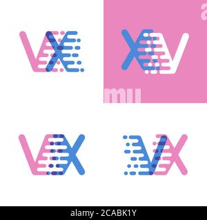 VX Letter Design with Creative Dots Bubble Circles and Blue Pink Colors ...