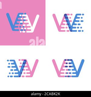 VV letters logo with accent speed soft pink and soft blue Stock Vector
