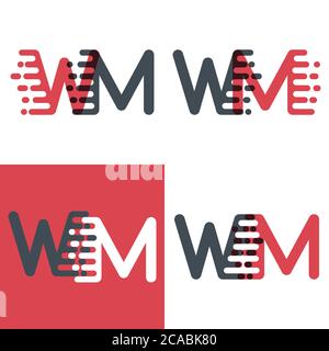 WM letters logo with accent speed pink and dark gray Stock Vector