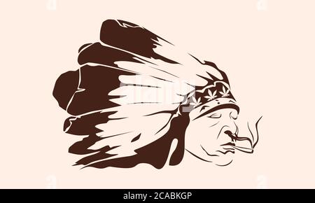 native indian smoke cannabis logo amazing design for your company or brand Stock Vector