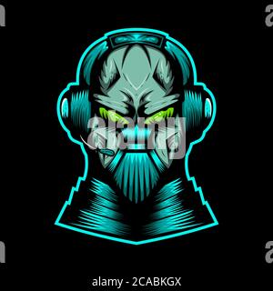 monster streaming headphone vector illustration amazing design for your company or brand Stock Vector