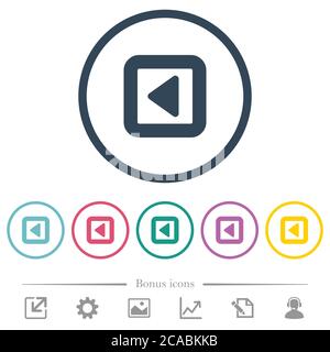 Toggle left flat color icons in round outlines. 6 bonus icons included. Stock Vector
