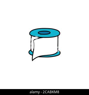 adhesive plaster doodle icon, vector color illustration Stock Vector