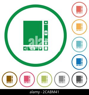 Blank document with scroll bars flat color icons in round outlines on white background Stock Vector