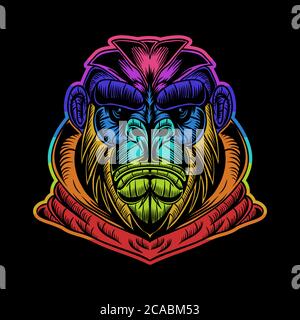 gorilla hoodie colorful vector illustration for your company or brand Stock Vector