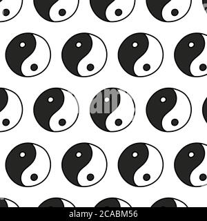 yin yang symbol seamless doodle pattern, vector illustration Stock Vector