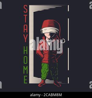 Kids stay home christmas vector illustration for your company or brand Stock Vector