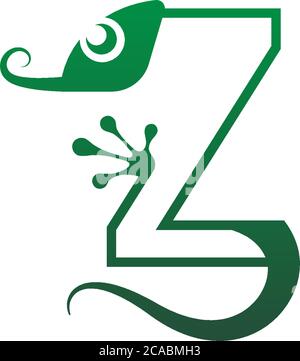 Chameleon font, letter design concept illustration Stock Vector