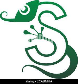 Chameleon font, letter design concept illustration Stock Vector