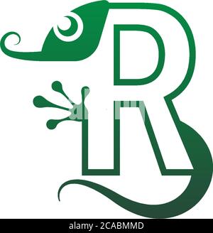 Chameleon font, letter design concept illustration Stock Vector