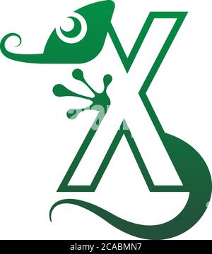 Chameleon font, letter design concept illustration Stock Vector