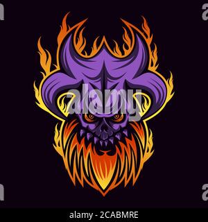skull fire amazing design for your company or brand Stock Vector