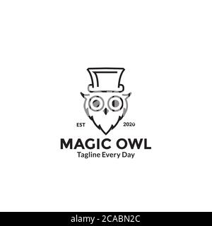 Owl head with hat logo design Stock Vector