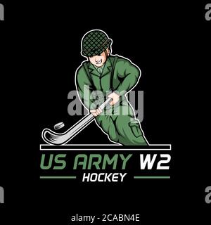 US army world war 2 hockey vector illustration for your company or brand Stock Vector