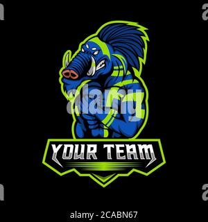 wild boar pig esport amazing design for your company or brand Stock Vector