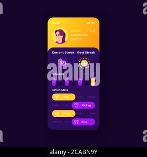 Gym owners and coachers app smartphone interface vector template ...