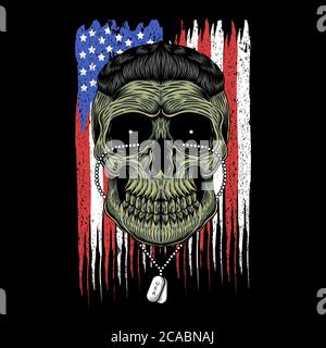 American army skull head vector illustration for your company or brand Stock Vector