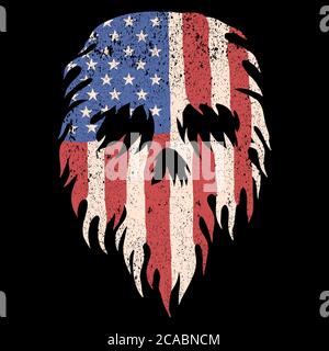 skull usa torn flag vector illustration for your company or brand Stock Vector
