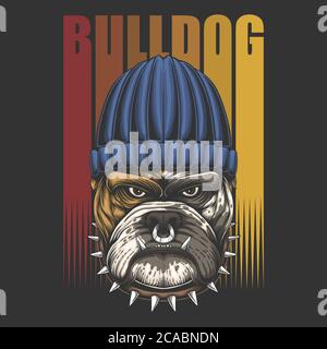 Bulldog Urban retro vector illustration for your company or brand Stock Vector
