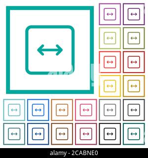 Adjust object width flat color icons with quadrant frames on white background Stock Vector