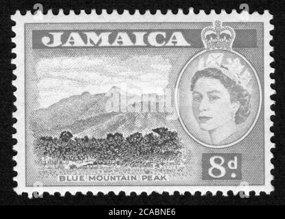 Stamp print in Jamaica, Blue Mountain Peak Stock Photo