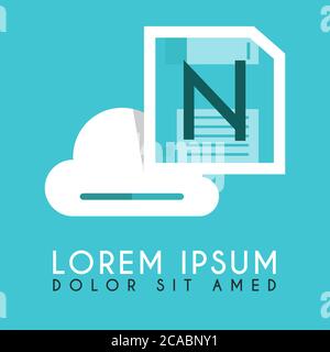 Floppy Disk Drive White Could N Initial and illustration logo design Stock Vector