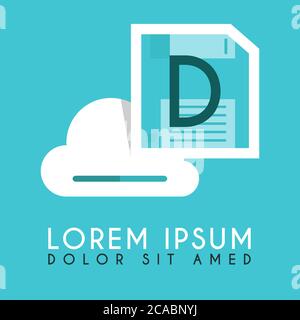 Floppy Disk Drive White Could D Initial and illustration logo design Stock Vector
