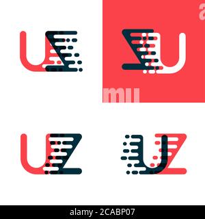 UZ letters logo with accent speed dark red and dark blue Stock Vector