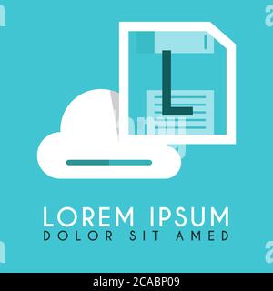 Floppy Disk Drive White Could L Initial and illustration logo design Stock Vector