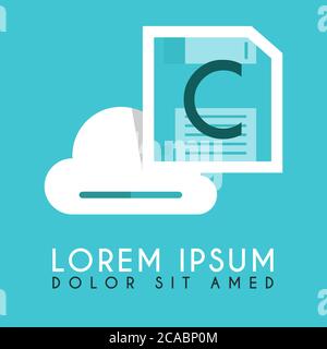 Floppy Disk Drive White Could C Initial and illustration logo design Stock Vector
