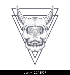 devil skull triangle bage vector illustration for your company or brand Stock Vector