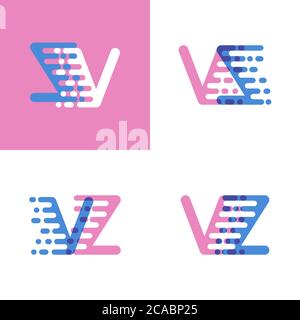 VZ letters logo with accent speed soft pink and soft blue Stock Vector