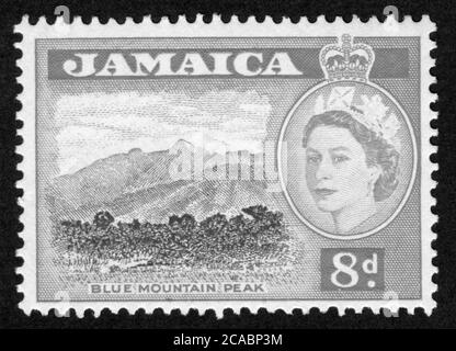 Stamp print in Jamaica, Blue Mountain Peak Stock Photo