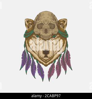 Wolf head skull vector illustration for your company or brand Stock Vector