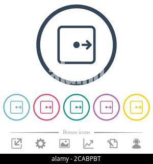 Move object right flat color icons in round outlines. 6 bonus icons included. Stock Vector