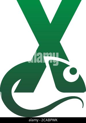 Chameleon font, letter design concept illustration Stock Vector