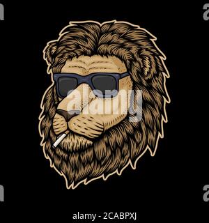 Lion Head Smoke  vector illustration for your company or brand Stock Vector