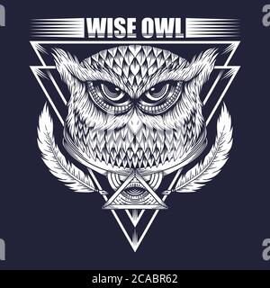 Wise Owl vector illustration for your company or brand Stock Vector