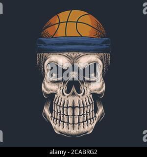 skull basketball vector illustration for your company or brand Stock Vector