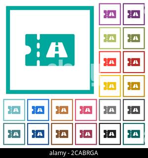 Toll discount coupon flat color icons with quadrant frames on white background Stock Vector