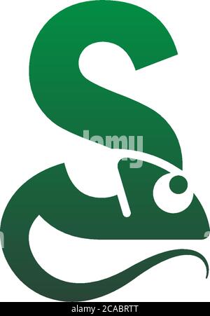 Chameleon font, letter design concept illustration Stock Vector