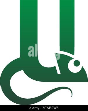 Chameleon font, letter design concept illustration Stock Vector