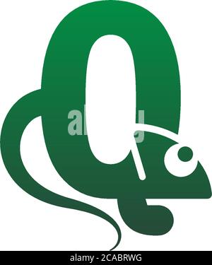 Chameleon font, letter design concept illustration Stock Vector