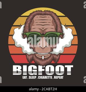 Bigfoot cigarette retro vector illustration for your company or brand Stock Vector